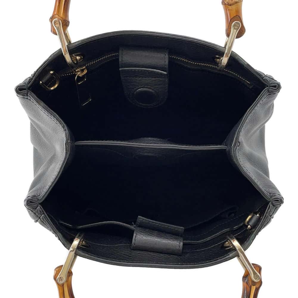 GUCCI Bamboo Shopper Tote Black 336032 Leather