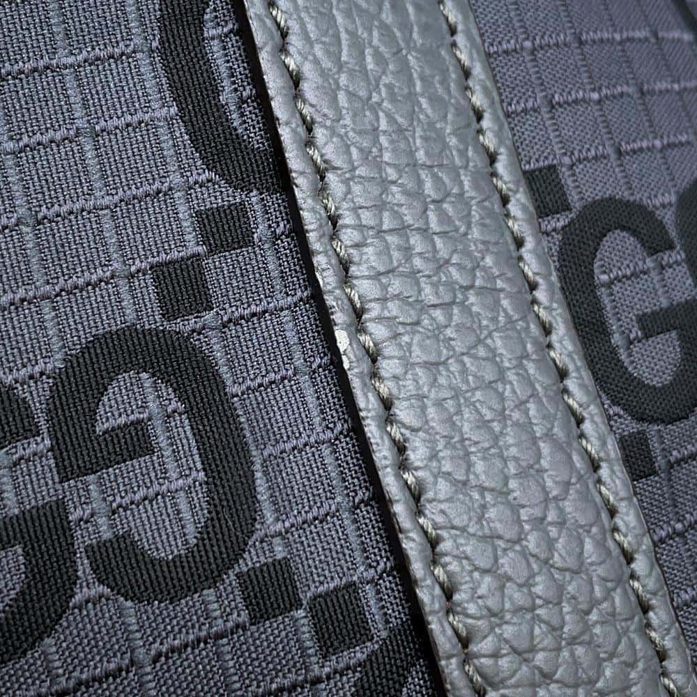 GUCCI GGNylon Ripstop Tote Bag Gray 767929 GGNylon Leather