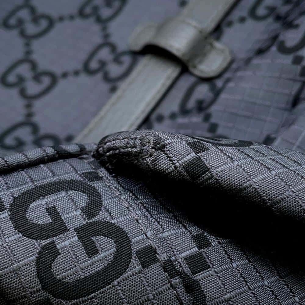 GUCCI GGNylon Ripstop Tote Bag Gray 767929 GGNylon Leather