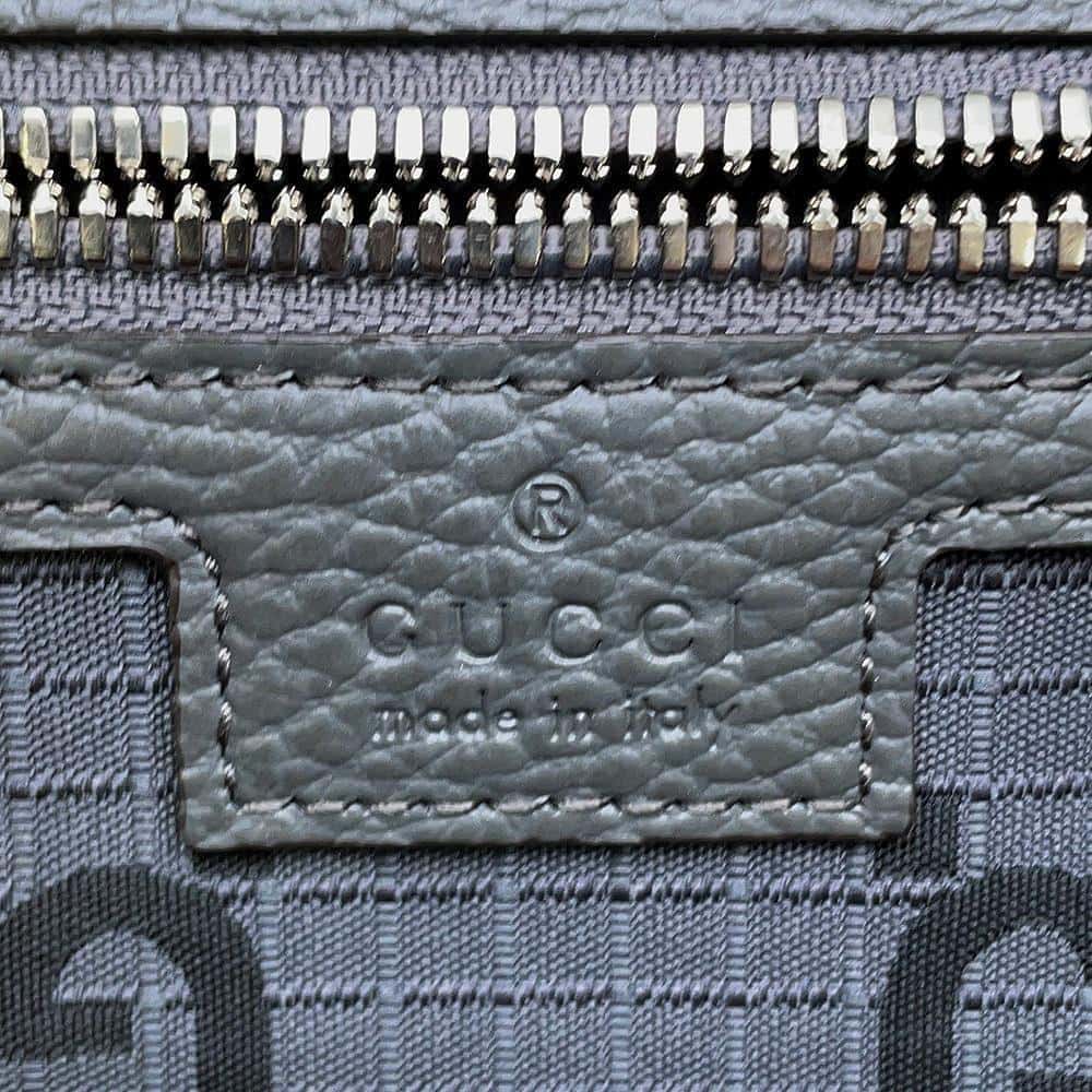 GUCCI GGNylon Ripstop Tote Bag Gray 767929 GGNylon Leather