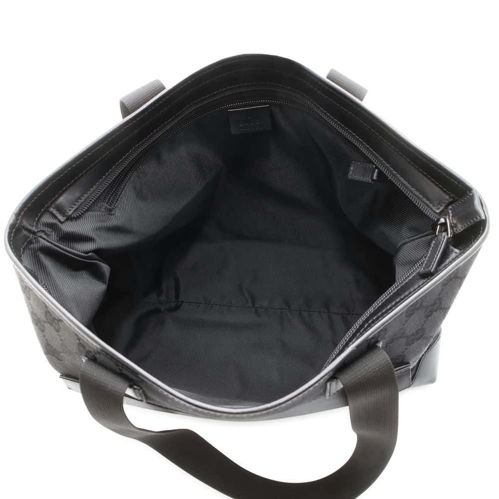 GUCCI GG Canvas Tote Bag Black 34339 Canvas Leather