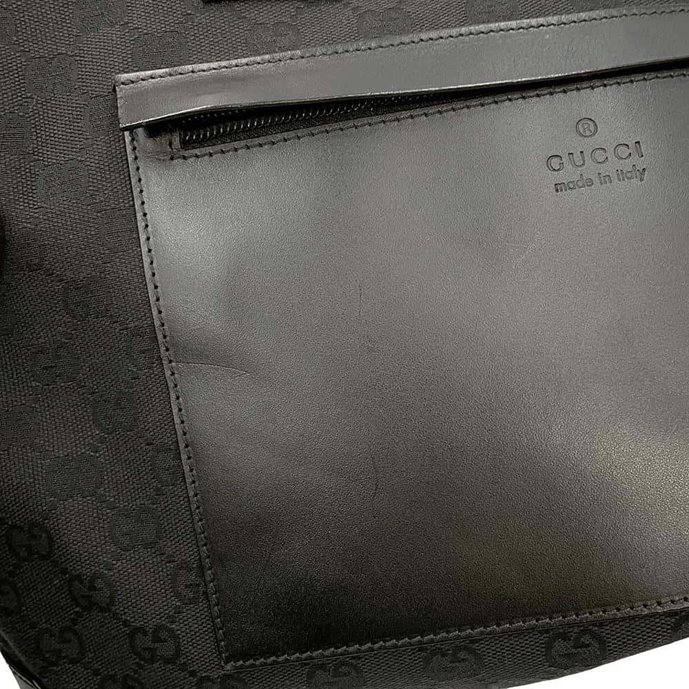 GUCCI GG Canvas Tote Bag Black 34339 Canvas Leather