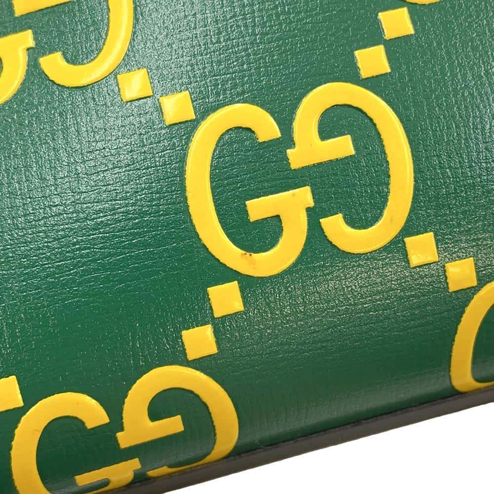 GUCCI Diana 2way Tote Bag White/Green/Yellow 655661 Leather Bamboo Size Mini