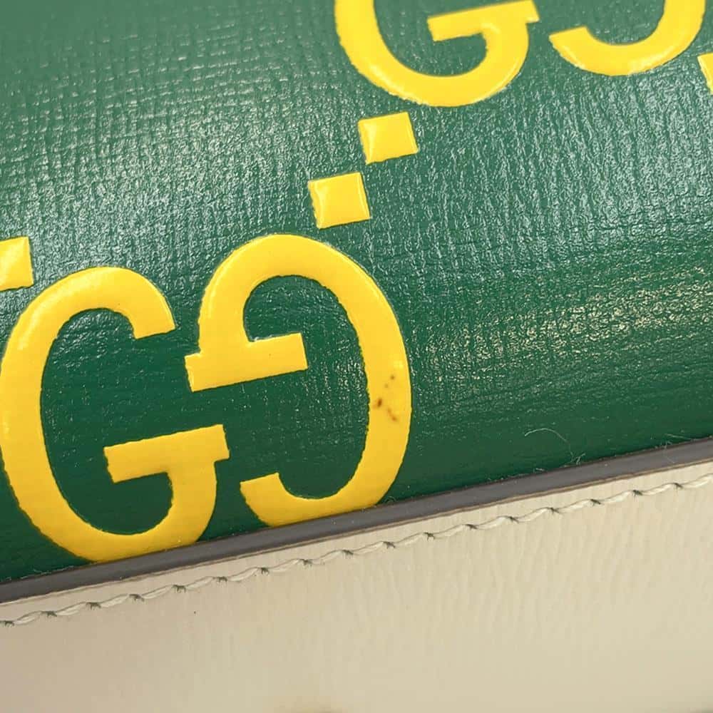 GUCCI Diana 2way Tote Bag White/Green/Yellow 655661 Leather Bamboo Size Mini