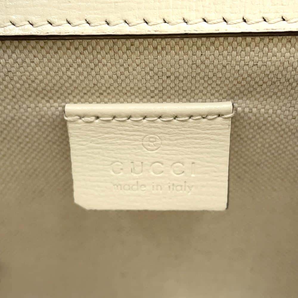 GUCCI Diana 2way Tote Bag White/Green/Yellow 655661 Leather Bamboo Size Mini