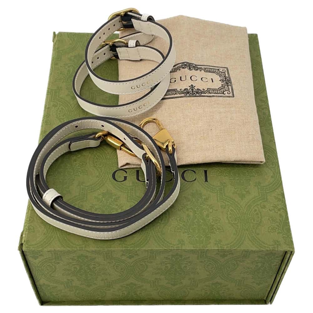 GUCCI Diana 2way Tote Bag White/Green/Yellow 655661 Leather Bamboo Size Mini