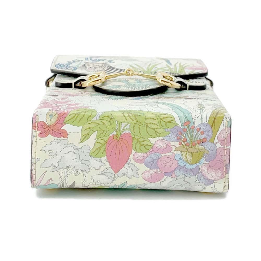 GUCCI Horsebit 1955 Tiger Shoulder Bag White/Multicolor 625615 Leather