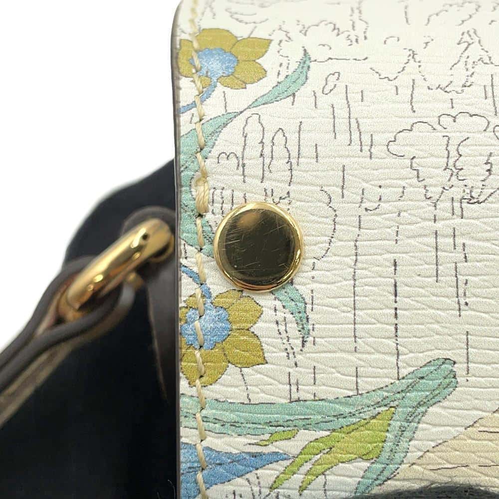 GUCCI Horsebit 1955 Tiger Shoulder Bag White/Multicolor 625615 Leather