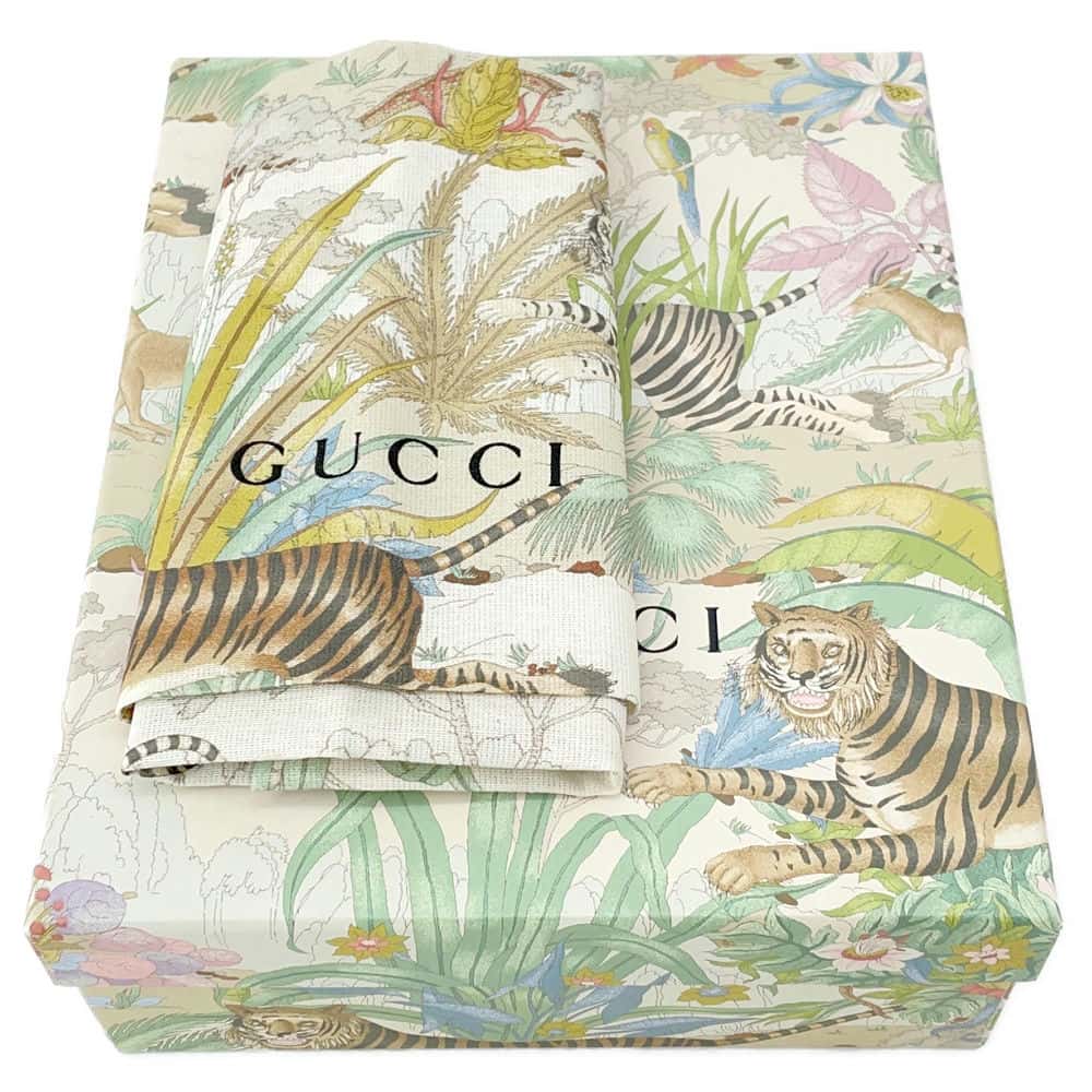 GUCCI Horsebit 1955 Tiger Shoulder Bag White/Multicolor 625615 Leather