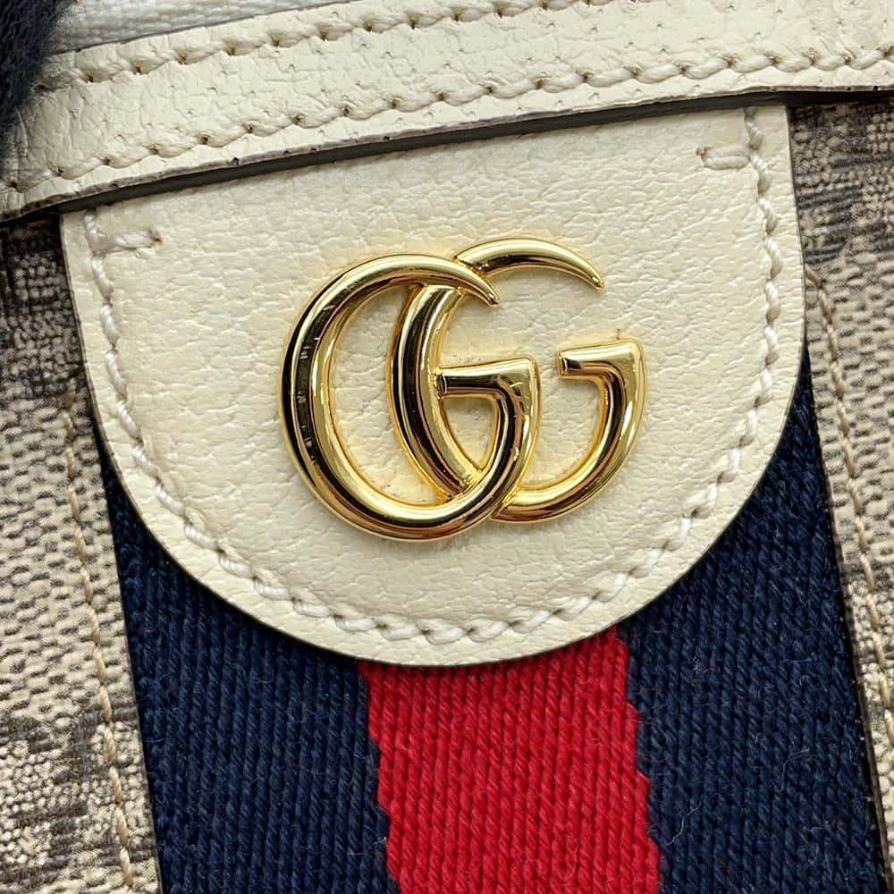 GUCCI Ophidia GG Supreme Shoulder Bag Beige/Ivory 499621 GG SupremeCanvas Leather