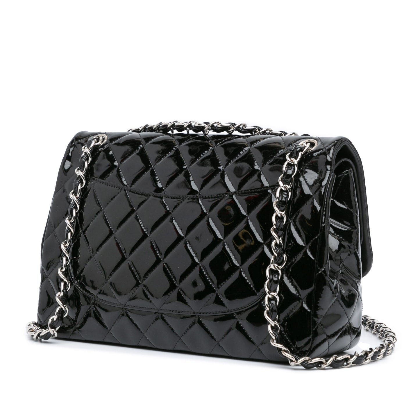 Black Chanel Jumbo Classic Patent Double Flap Shoulder Bag