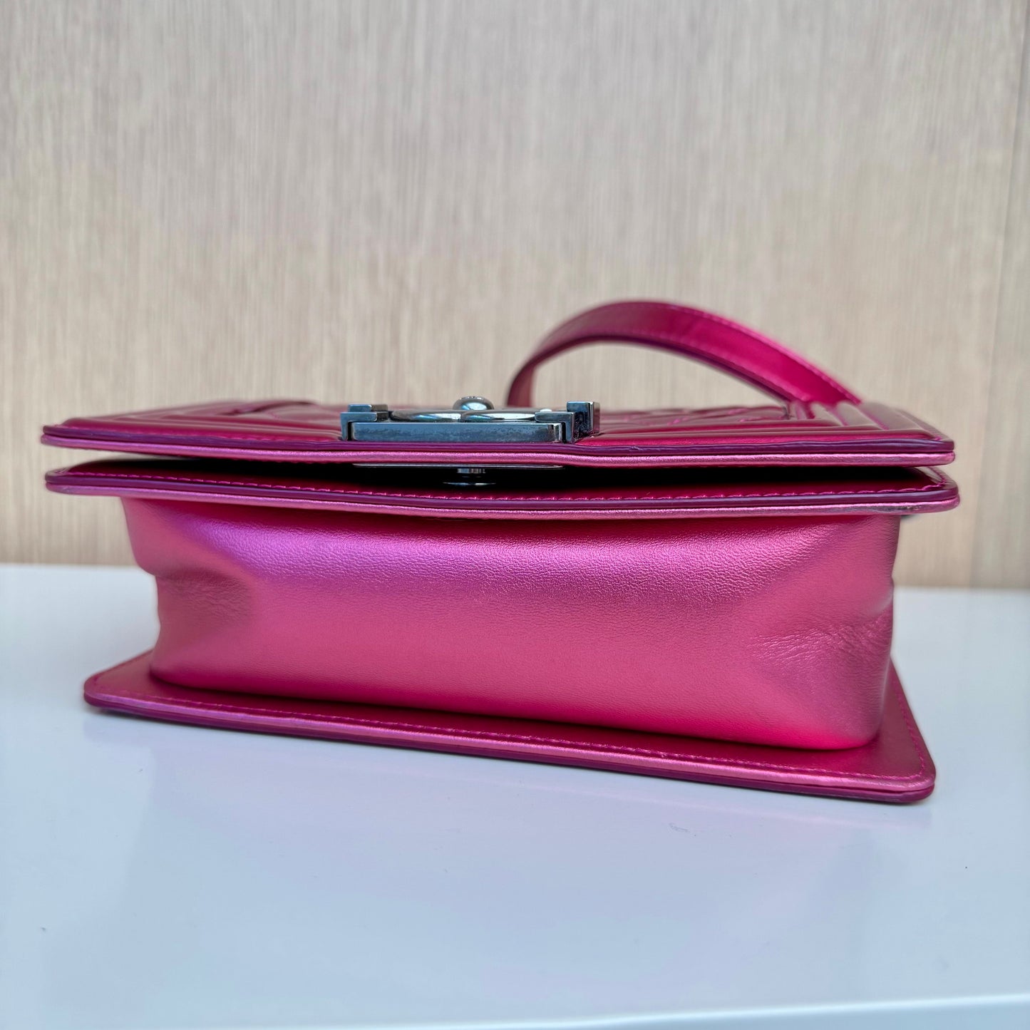 Chanel Small Metallic Boy Bag - Pink Shoulder Bags, Handbags