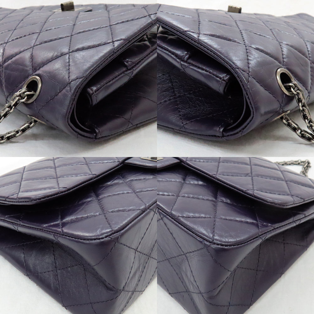Chanel 2.55 Matrasse Double Chain W Chain Double Flap W Flip Shoulder Bag Pearl Antique Silver 18th St Leather