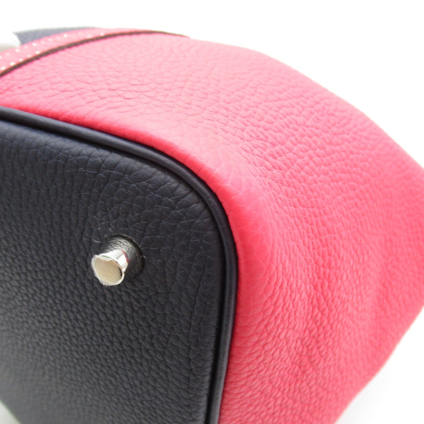 Hermes Picotin Lock MM Blue/Rose Extreme Tote Bag Leather Clemence Pink Rose Extreme