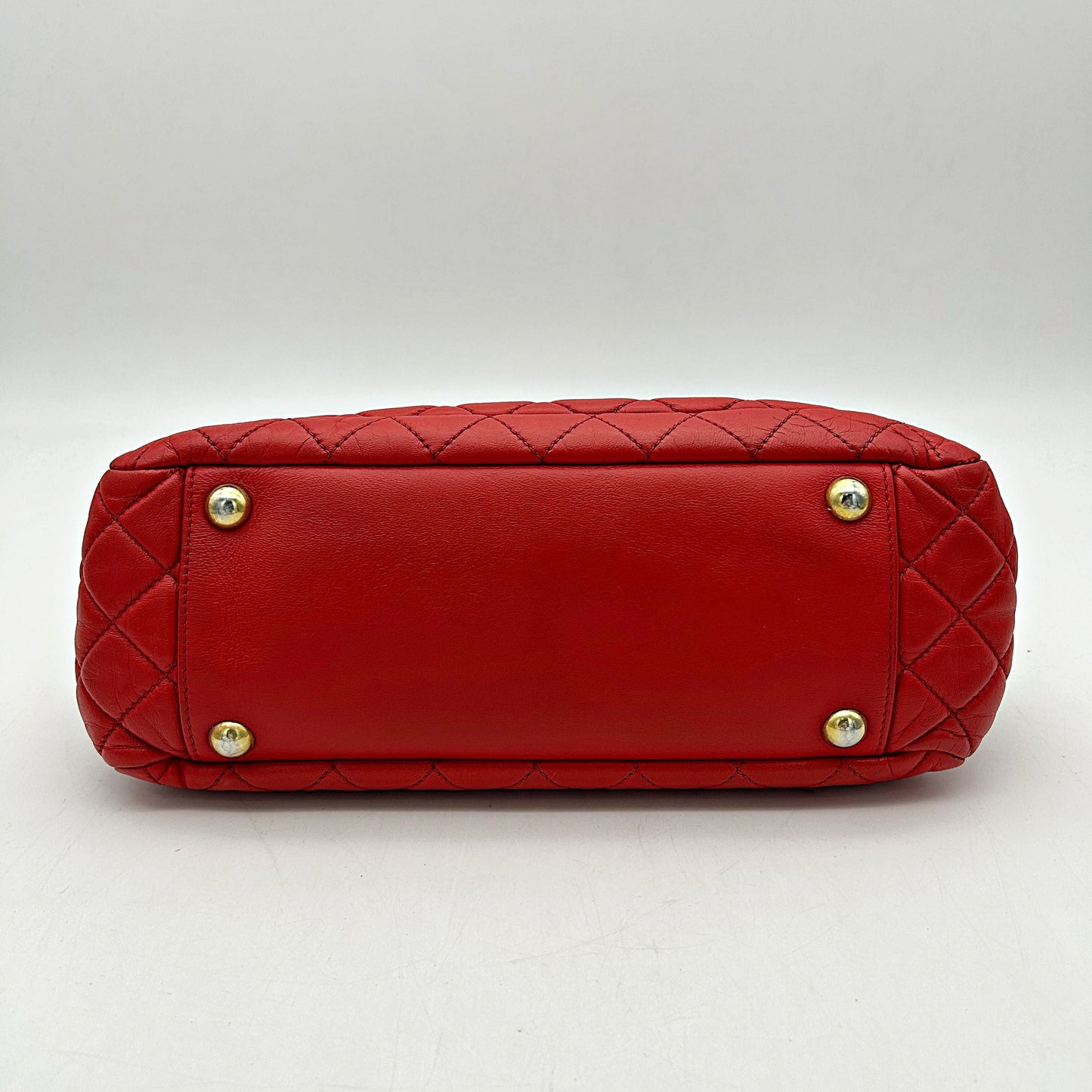 Chanel Red Quilted Lambskin Leather Shopping Tote Bag CN25042508