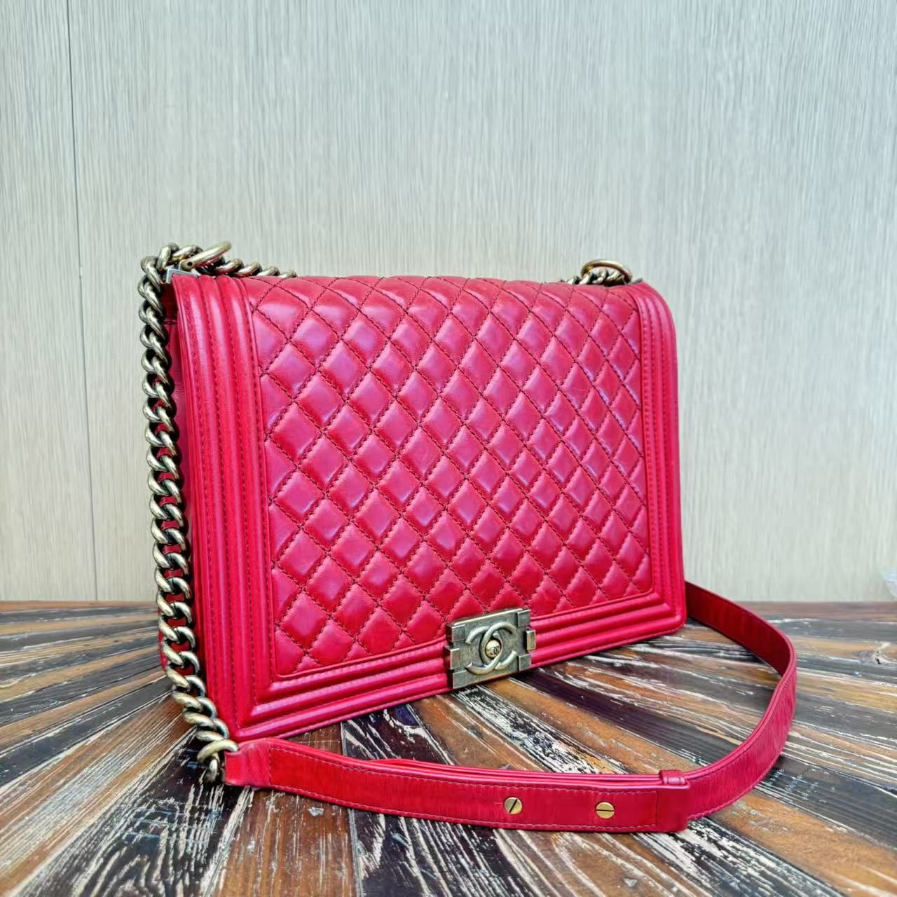 Chanel XL Boy Bag - Red Shoulder Bags, Handbags
