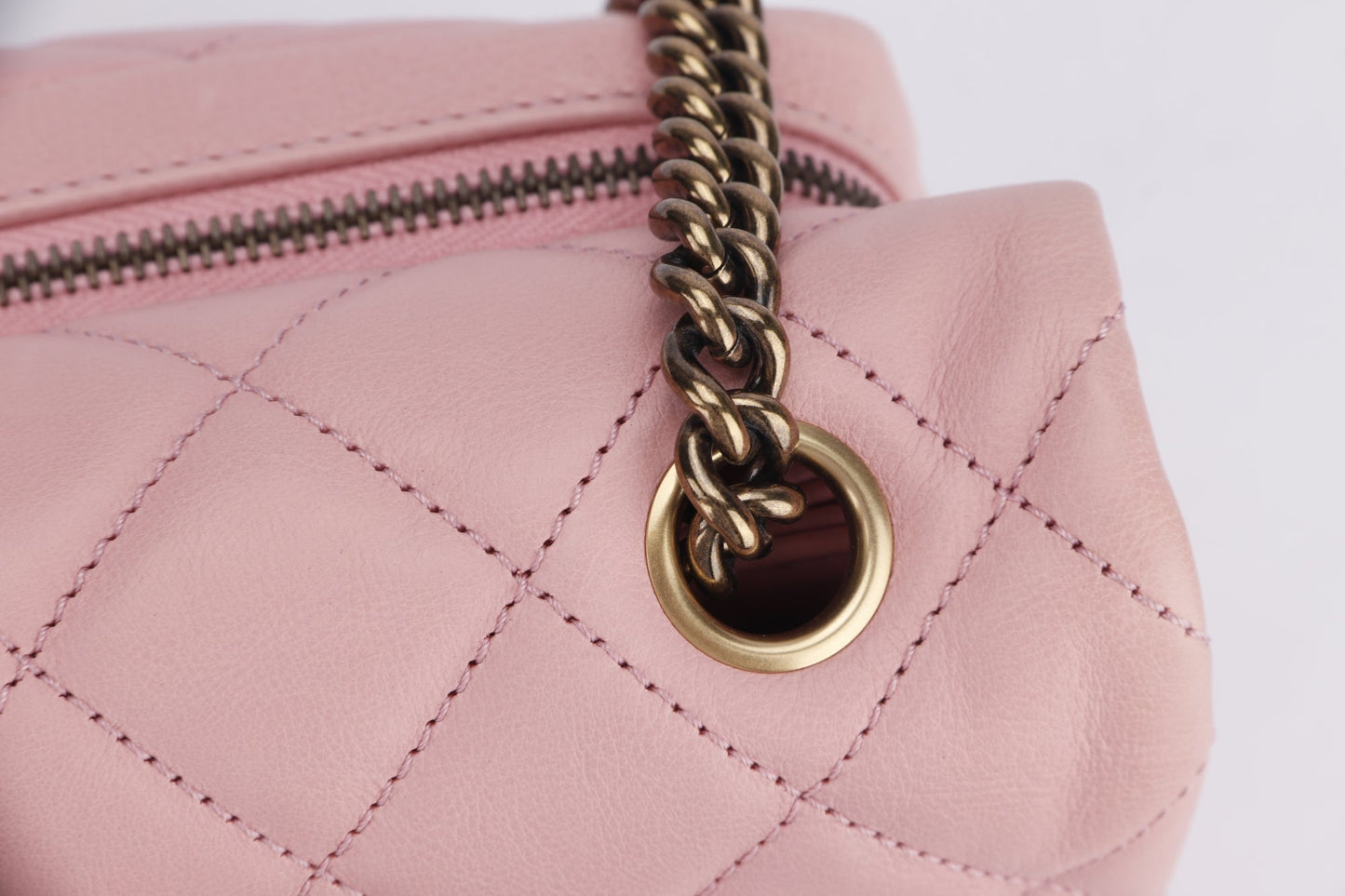 Chanel Quilted Pink Calf Leather Zippy Compartment Shoulder Bag (1875xxxx) width 28cm, Gold Chain, with & Dust Cover