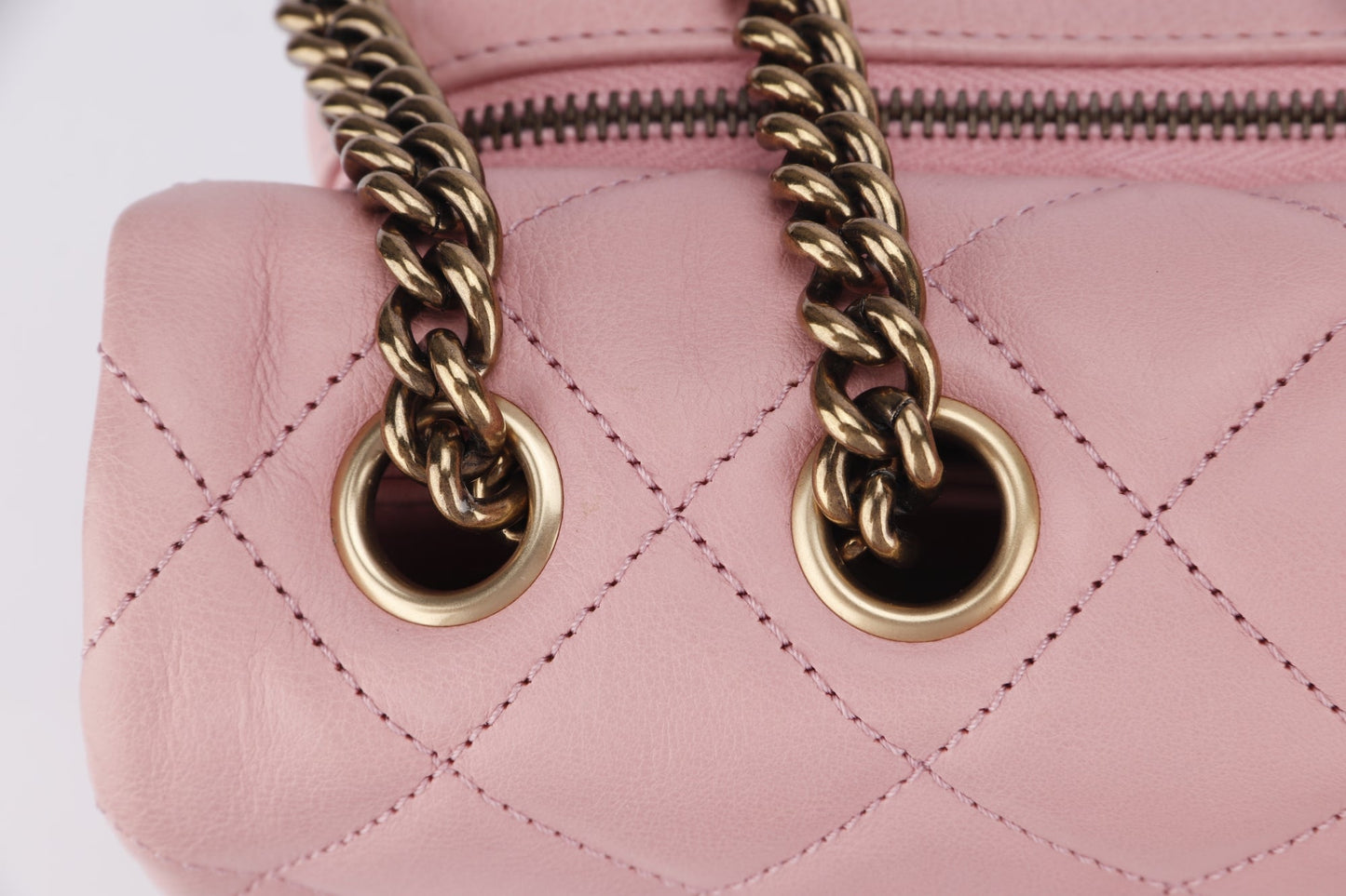 Chanel Quilted Pink Calf Leather Zippy Compartment Shoulder Bag (1875xxxx) width 28cm, Gold Chain, with & Dust Cover