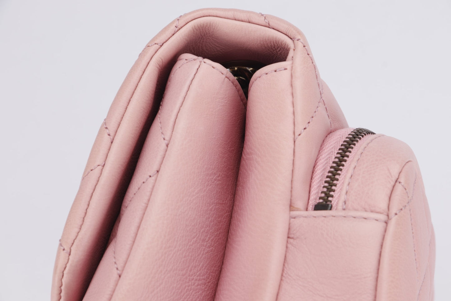 Chanel Quilted Pink Calf Leather Zippy Compartment Shoulder Bag (1875xxxx) width 28cm, Gold Chain, with & Dust Cover