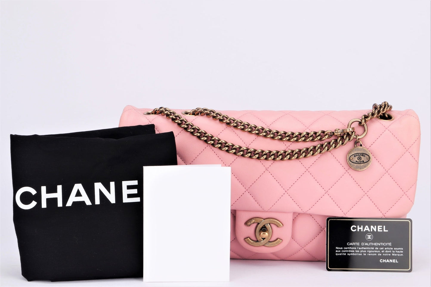 Chanel Quilted Pink Calf Leather Zippy Compartment Shoulder Bag (1875xxxx) width 28cm, Gold Chain, with & Dust Cover