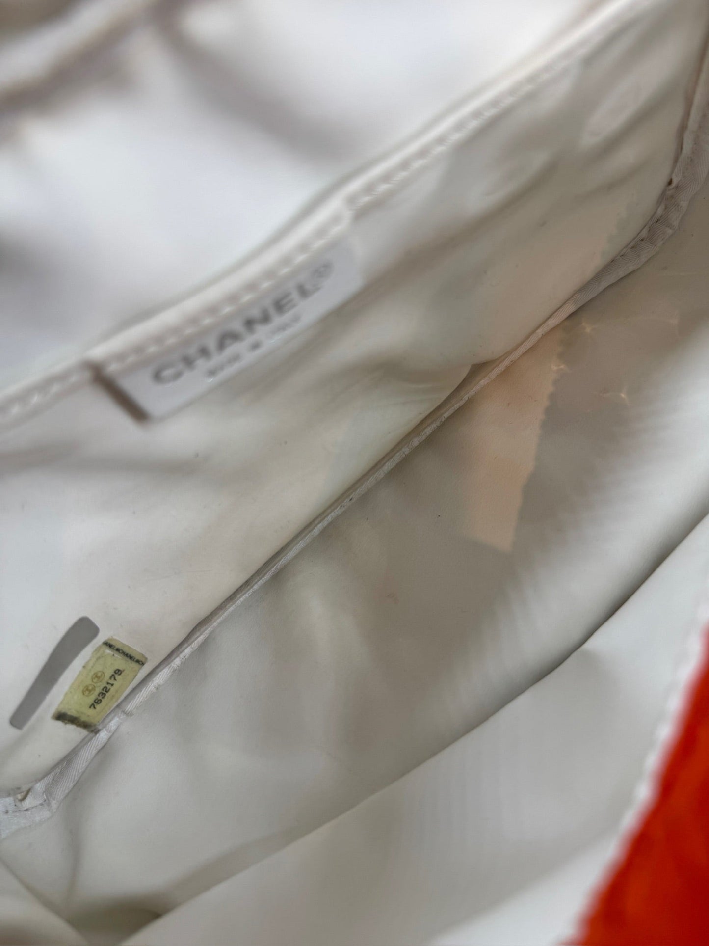 Chanel Vintage 00s Orange CC Logo Terry Cloth Sport Line Flap Bag w White Resin Chainlink Hardware