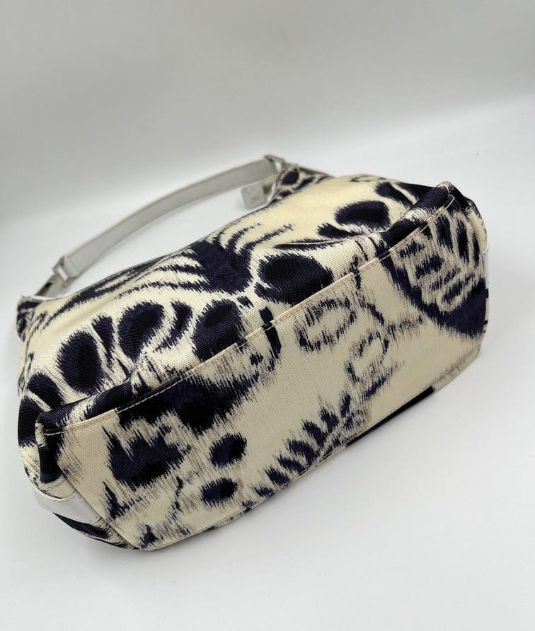 Vintage Gucci Shoulder Bag with Navy & White Flower Pattern