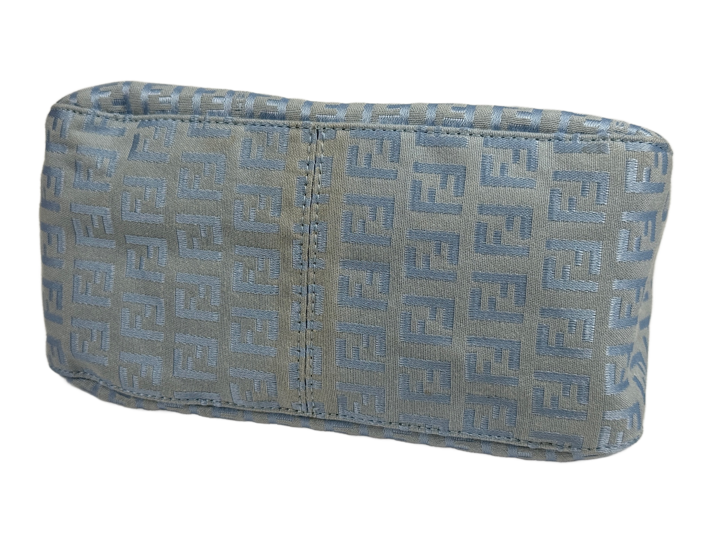Fendi Vintage Baby Blue Zucca Zucchino Monogram Mini Mamma Forever Baguette Shoulder Bag