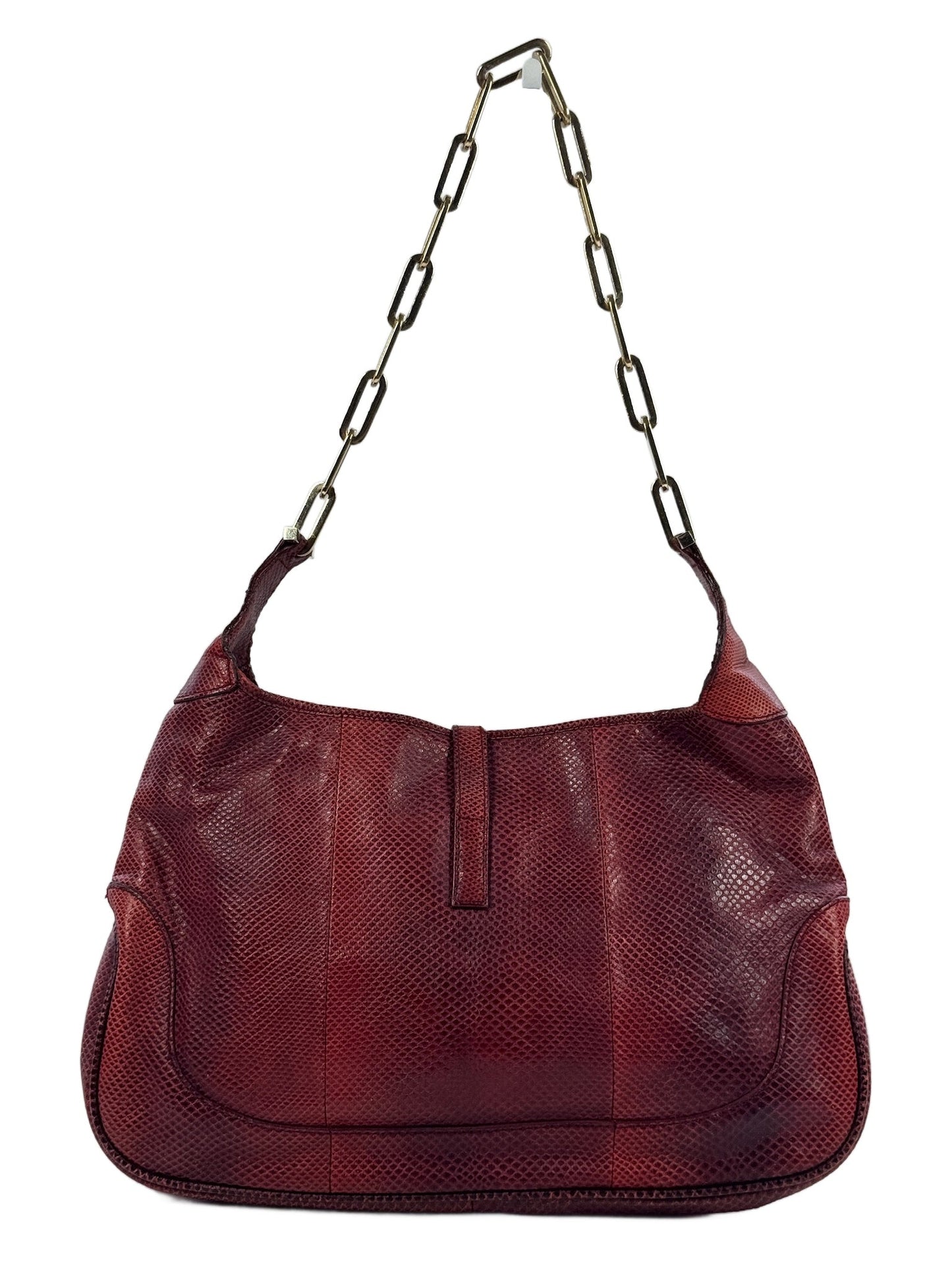 Gucci Vintage Red Snakeskin Medium Chainlink Handle Jackie Shoulder Bag