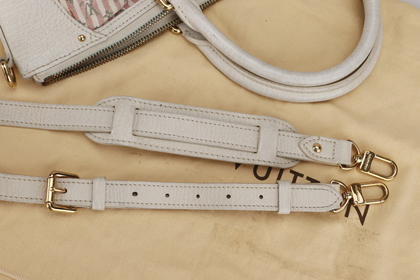 LOUIS VUITTON MINI LIN PINK CANVAS TWO WAY USE SHOULDER BAG, WITH STRAP & DUST COVER