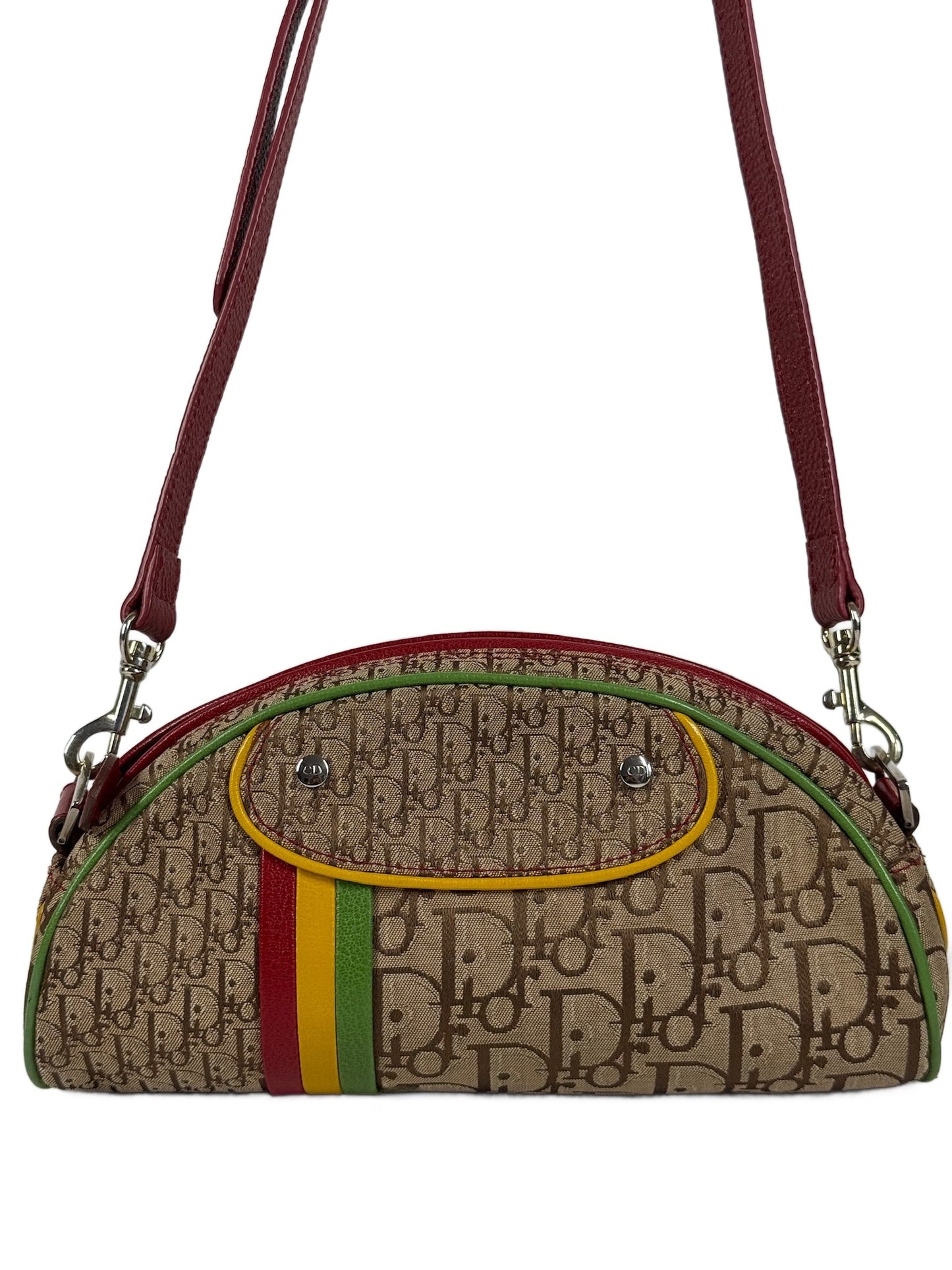 Dior Vintage 2004 Rasta Trotter Monogram Canvas Half Moon Shoulder & Crossbody Bag