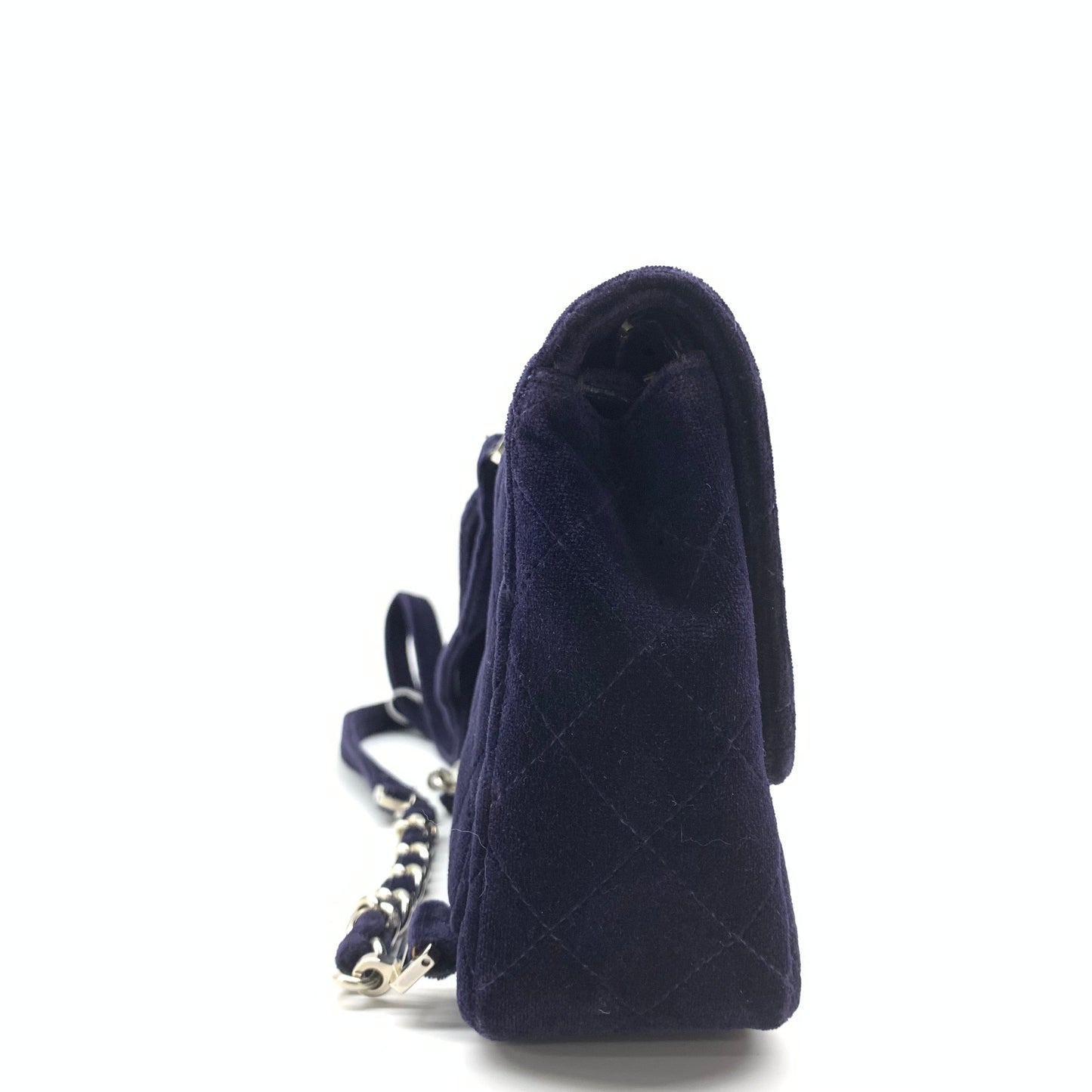 Chanel Navy Velvet Shoulder Flap Blackpack Vintage Silver HW, 1996
