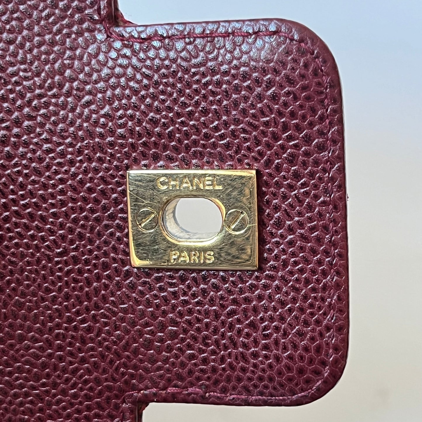 Chanel Vintage Burgundy Caviar Leather Shoulder Bag 24k Gold HW