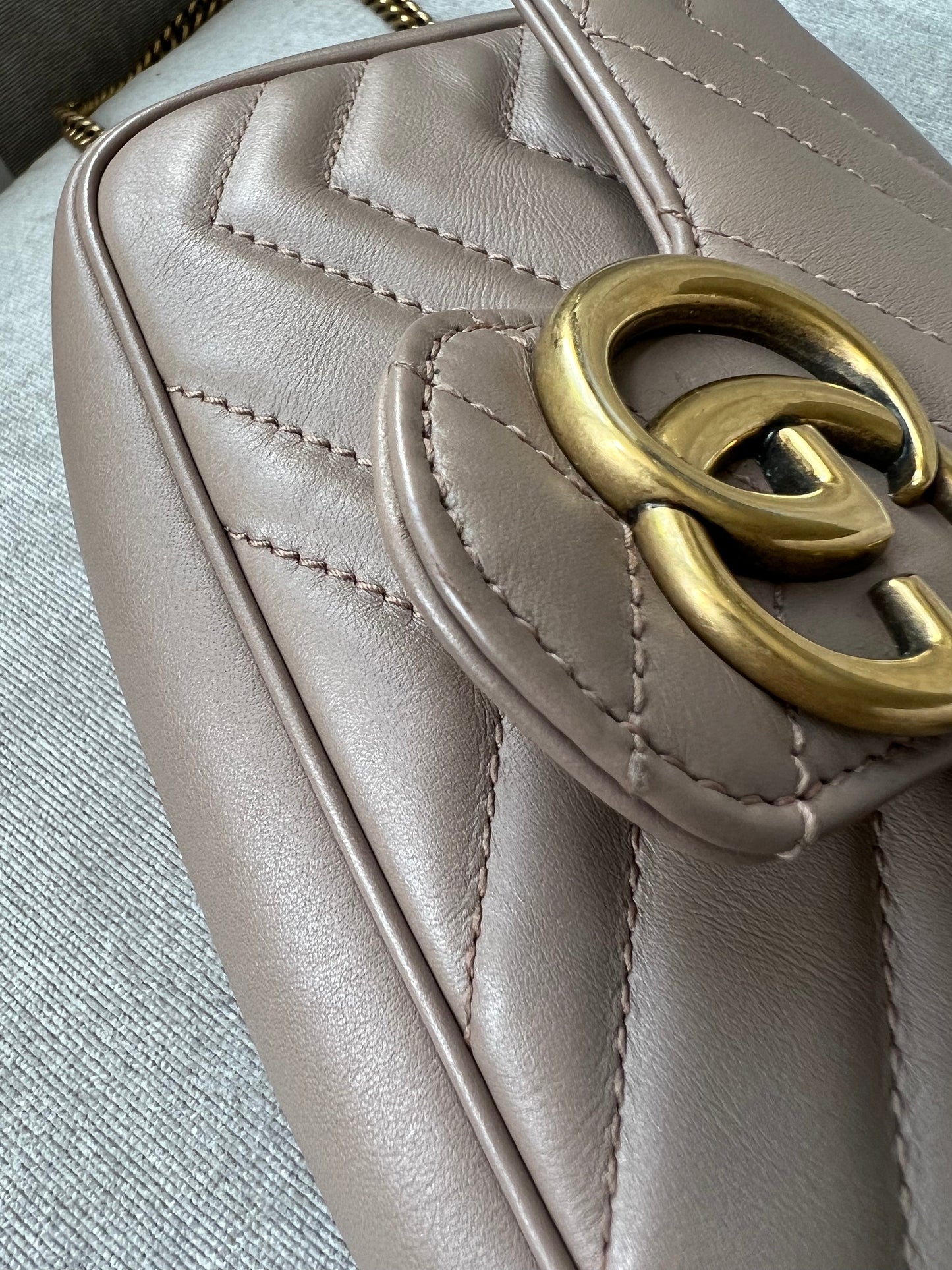 Gucci GG Dusty Pink Marmont Super Mini Shoulder Bag