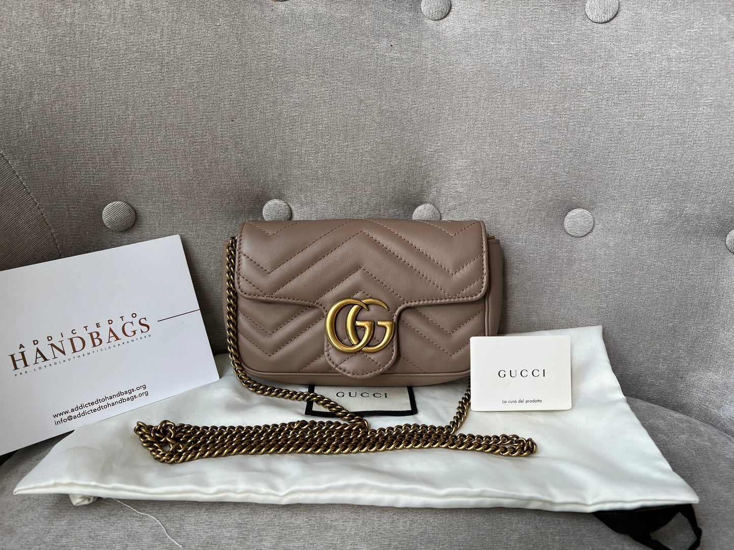 Gucci GG Dusty Pink Marmont Super Mini Shoulder Bag