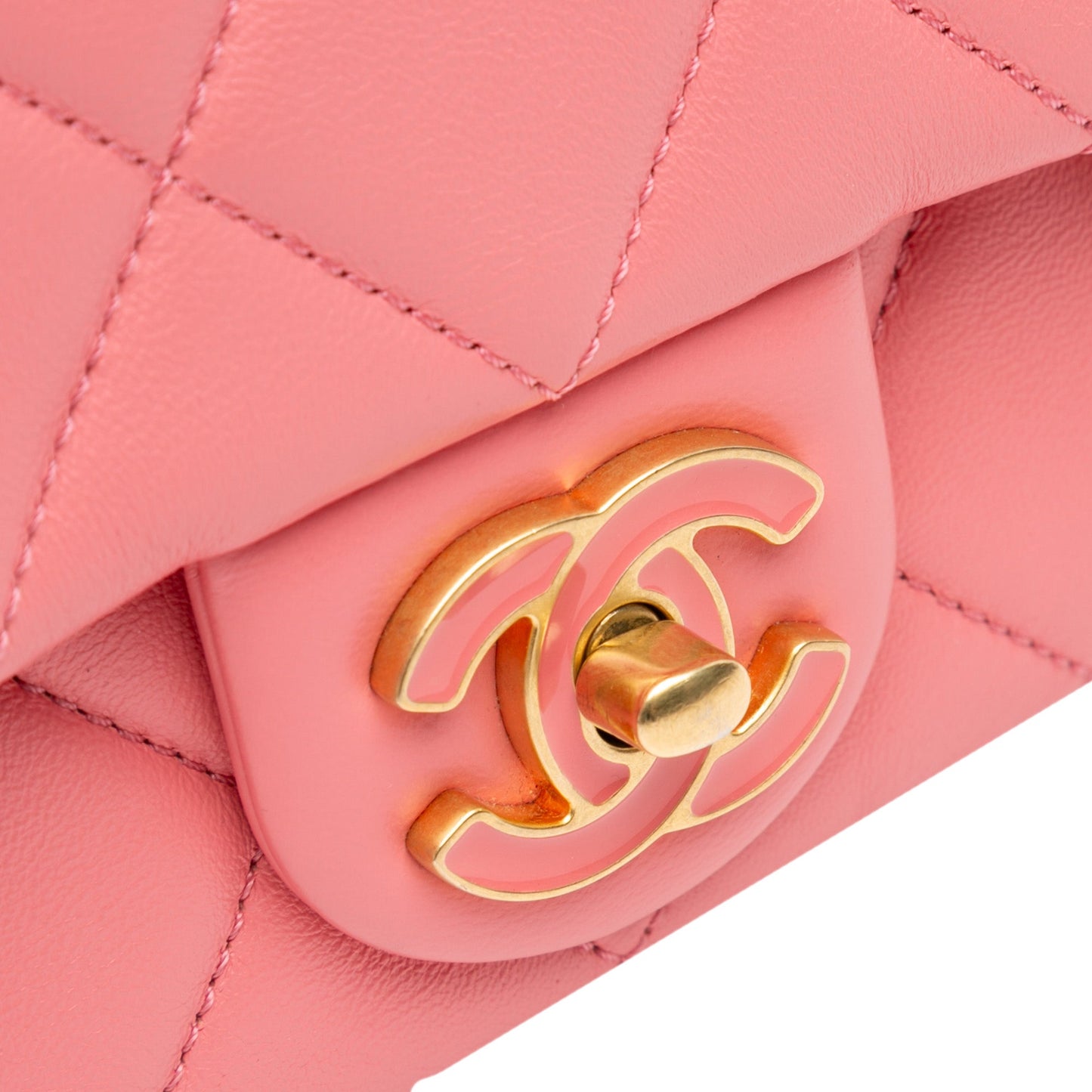 Pink Chanel Small Lambskin Pending CC Flap Shoulder Bag
