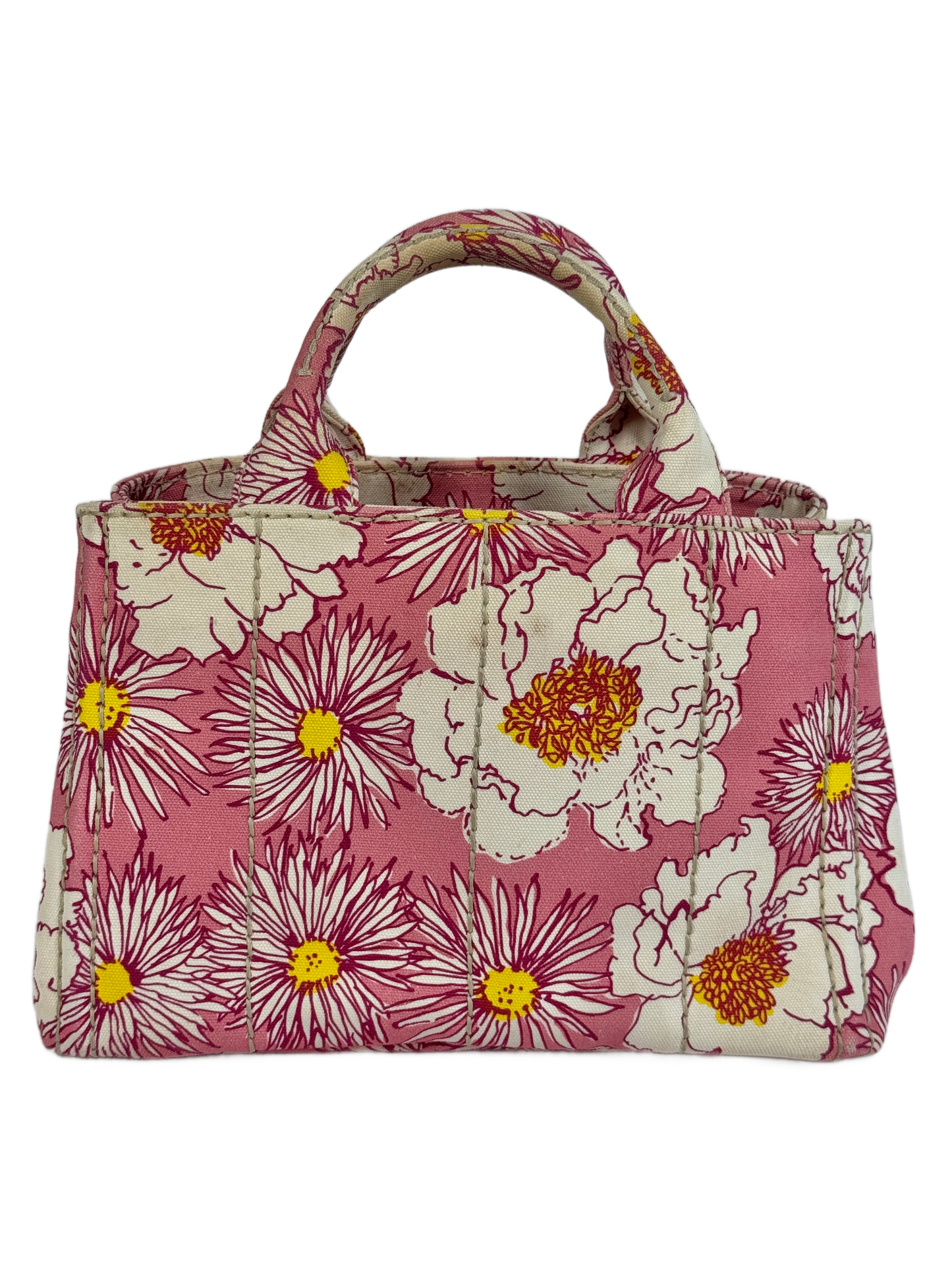 Prada Pink Floral Canvas Small Canapa Tote