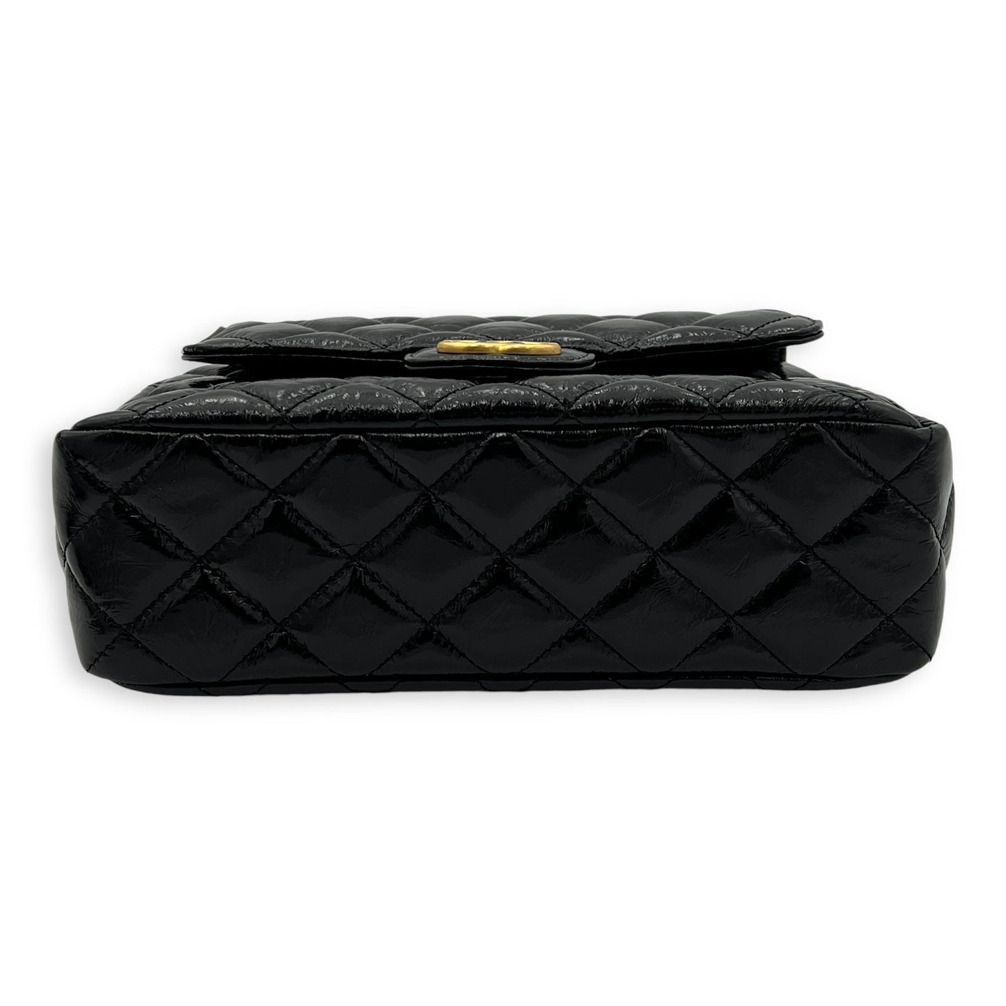 Hobo Black Shoulder Bag in Crinkled Calfskin, Gold hardware