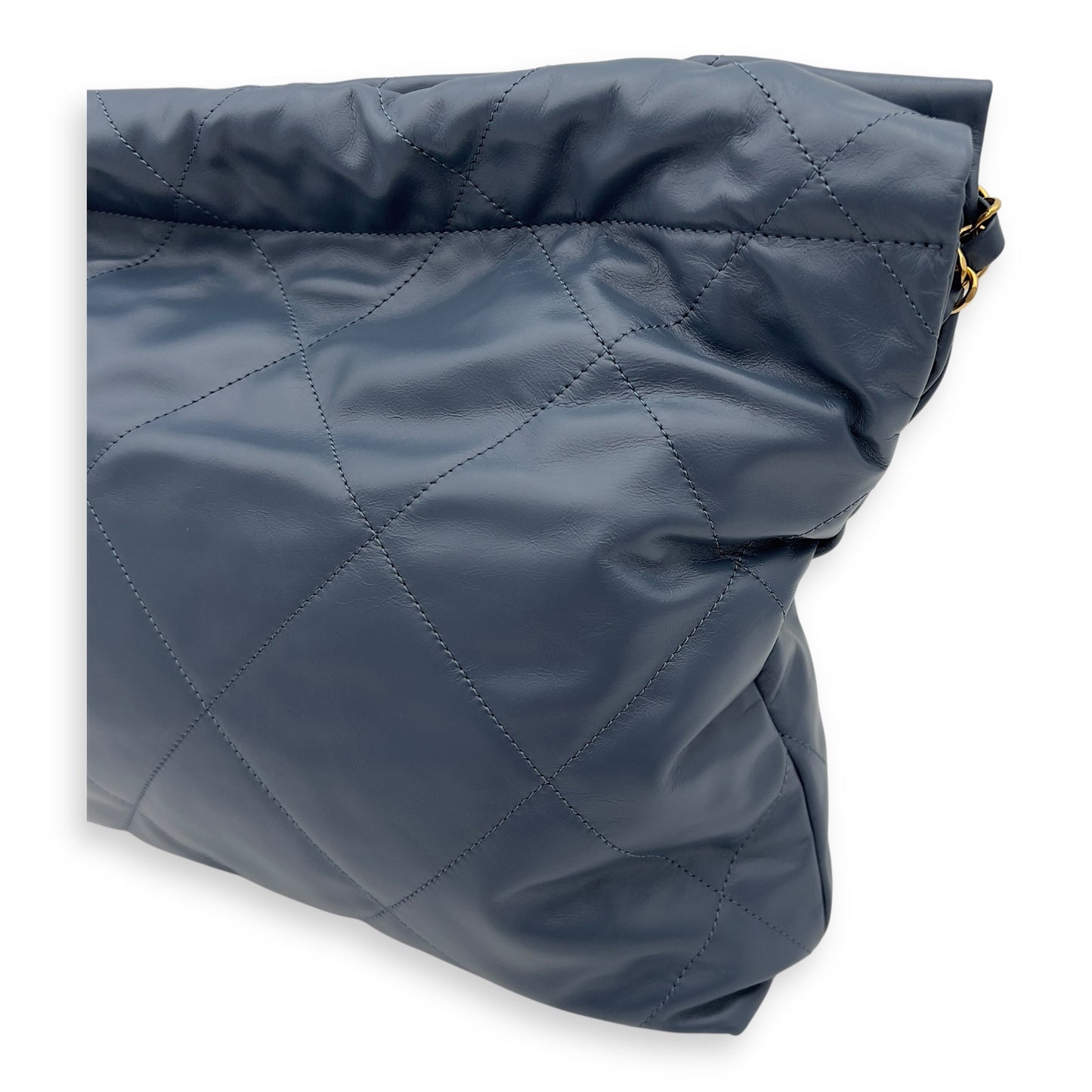 22 Small Blue Shoulder Bag in Lambskin, Gold hardware