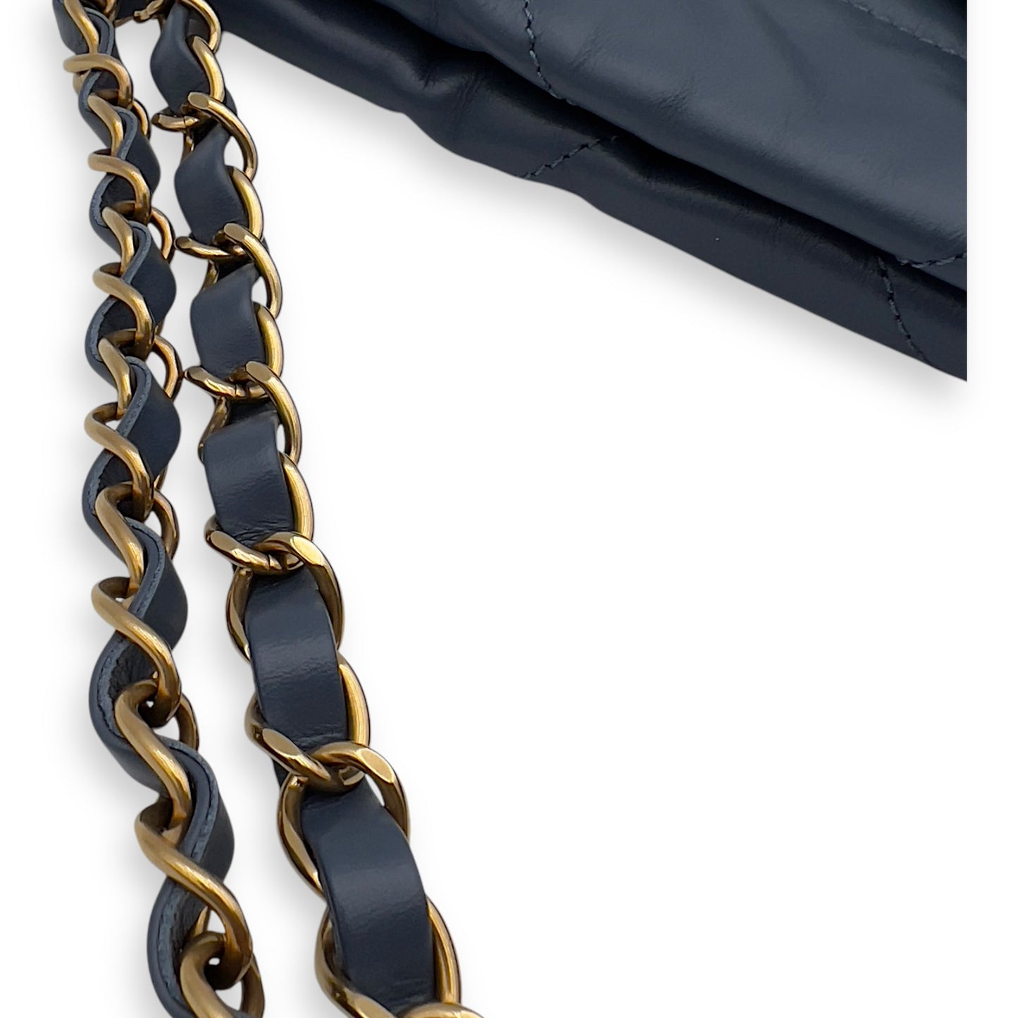 22 Small Blue Shoulder Bag in Lambskin, Gold hardware