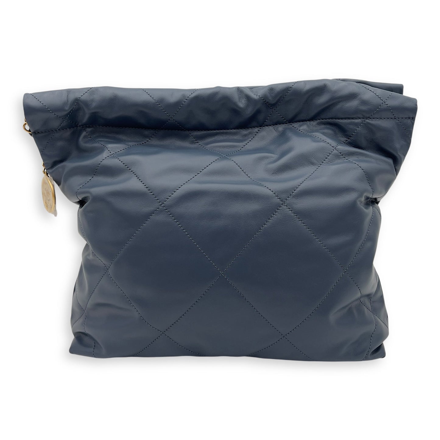 22 Small Blue Shoulder Bag in Lambskin, Gold hardware