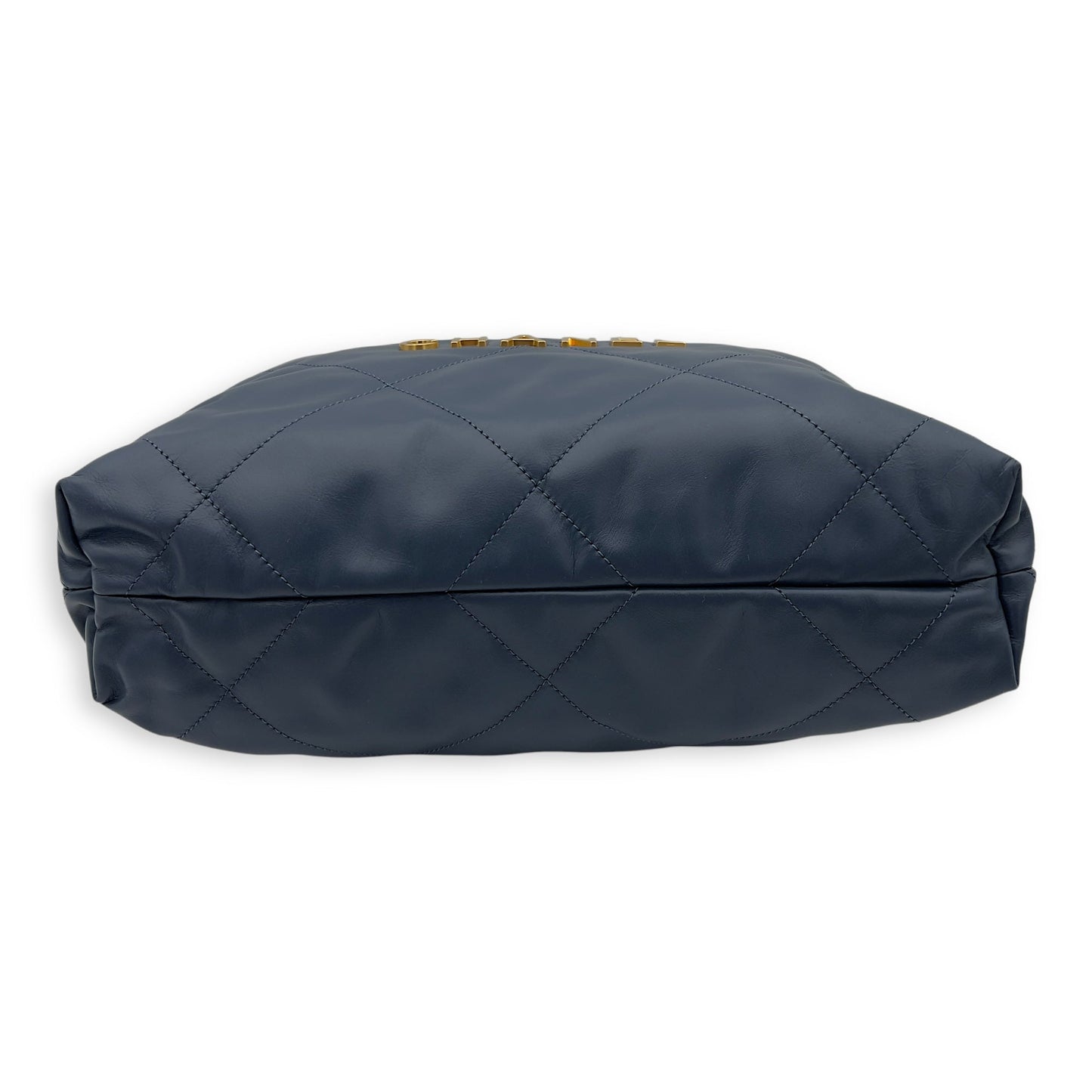 22 Small Blue Shoulder Bag in Lambskin, Gold hardware