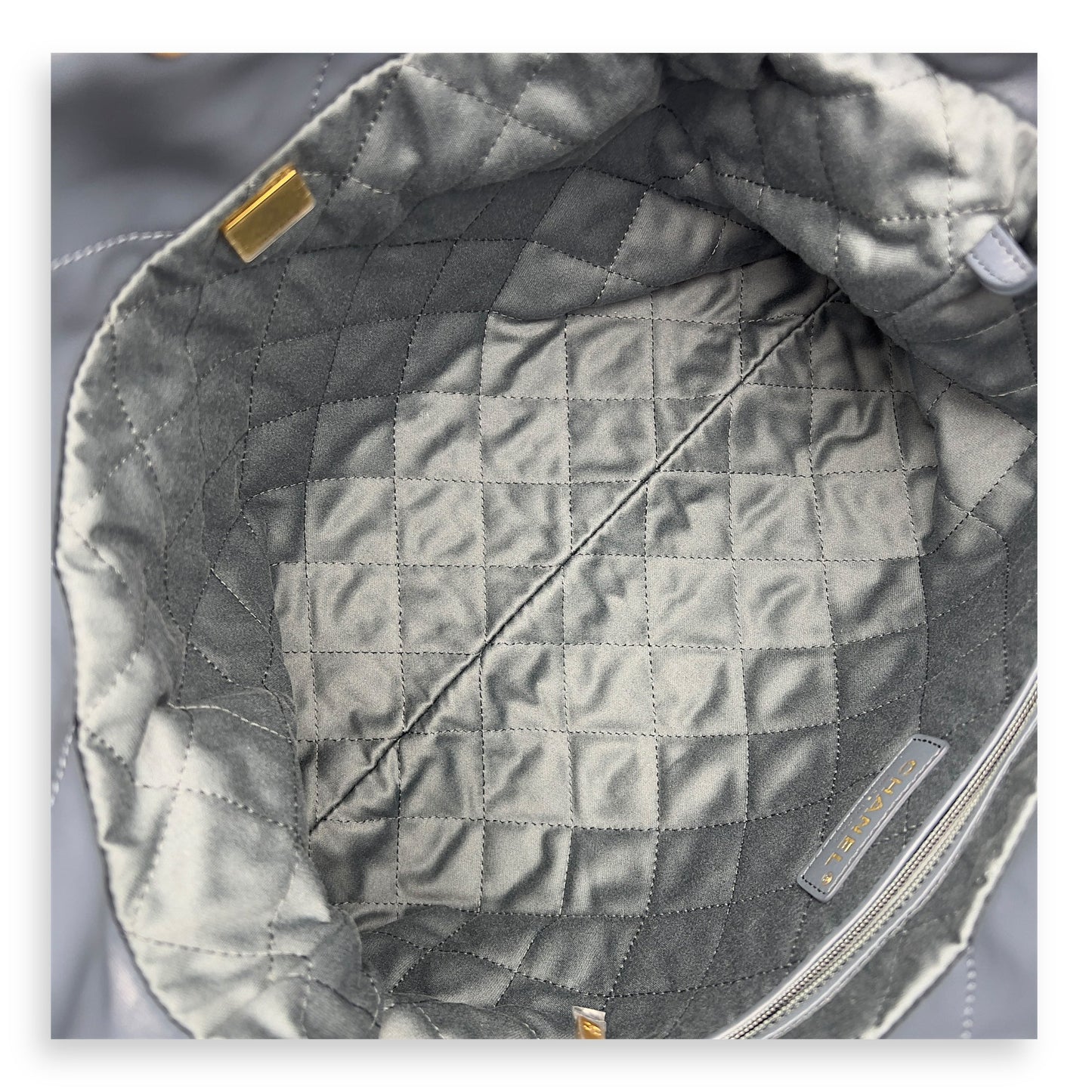 22 Small Blue Shoulder Bag in Lambskin, Gold hardware