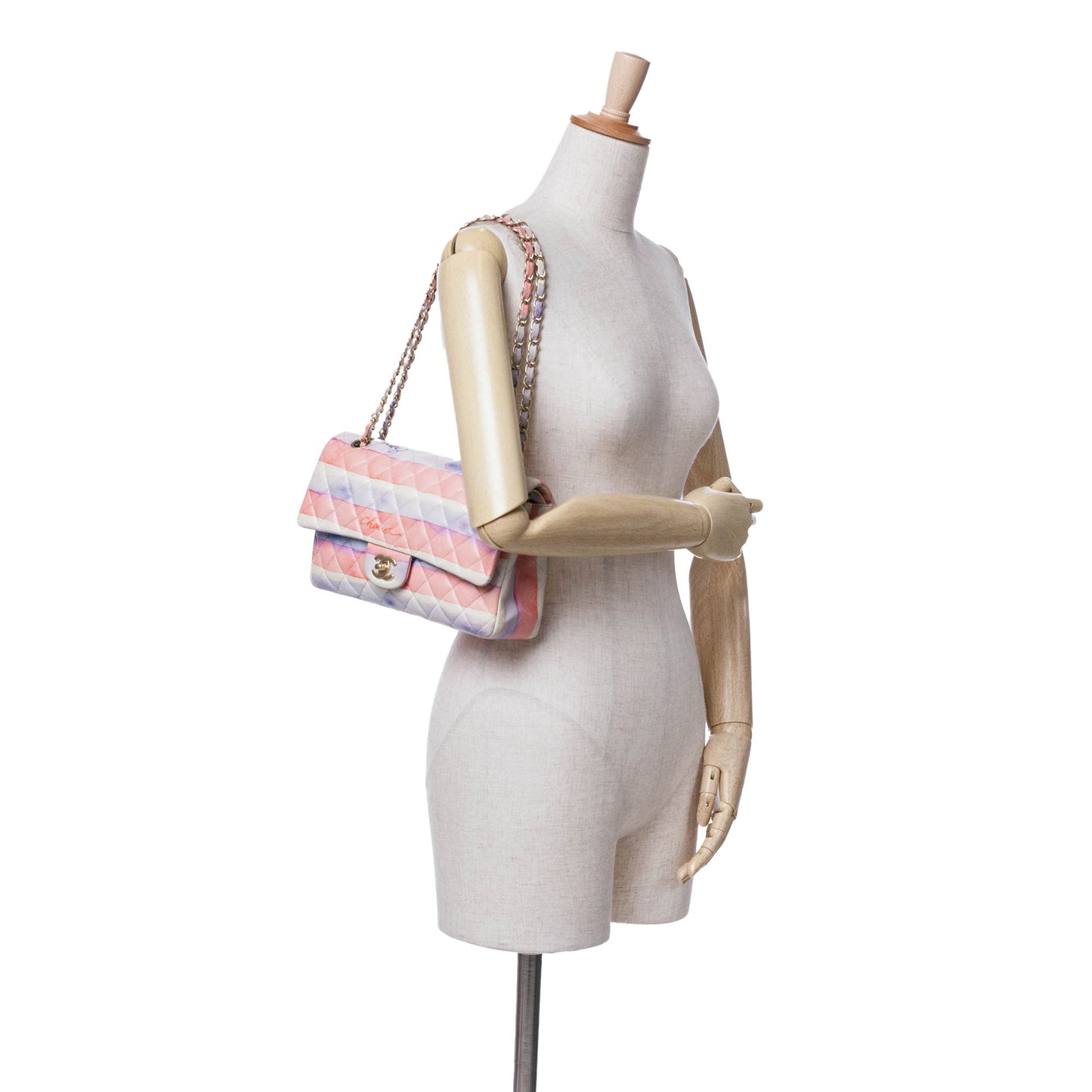 Multi Chanel Medium Classic Printed Lambskin Watercolor Double Flap Shoulder Bag