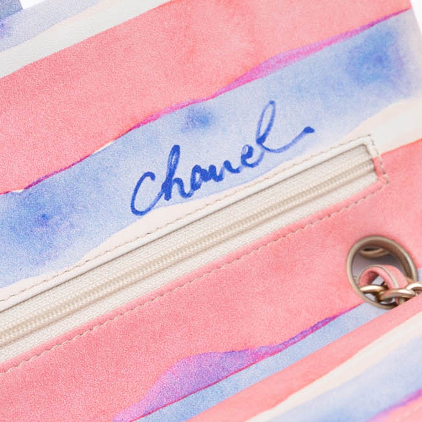 Multi Chanel Medium Classic Printed Lambskin Watercolor Double Flap Shoulder Bag