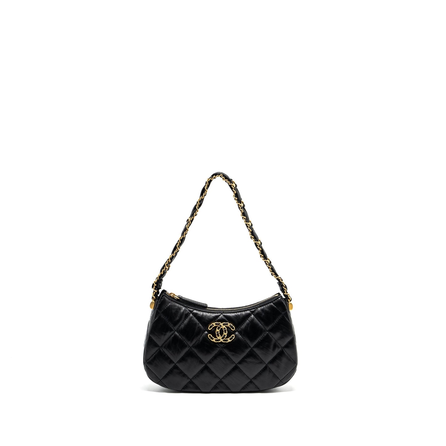 Chanel 23k 19 Hobo Shoulder Bag Calfskin Black GHW (microchip)