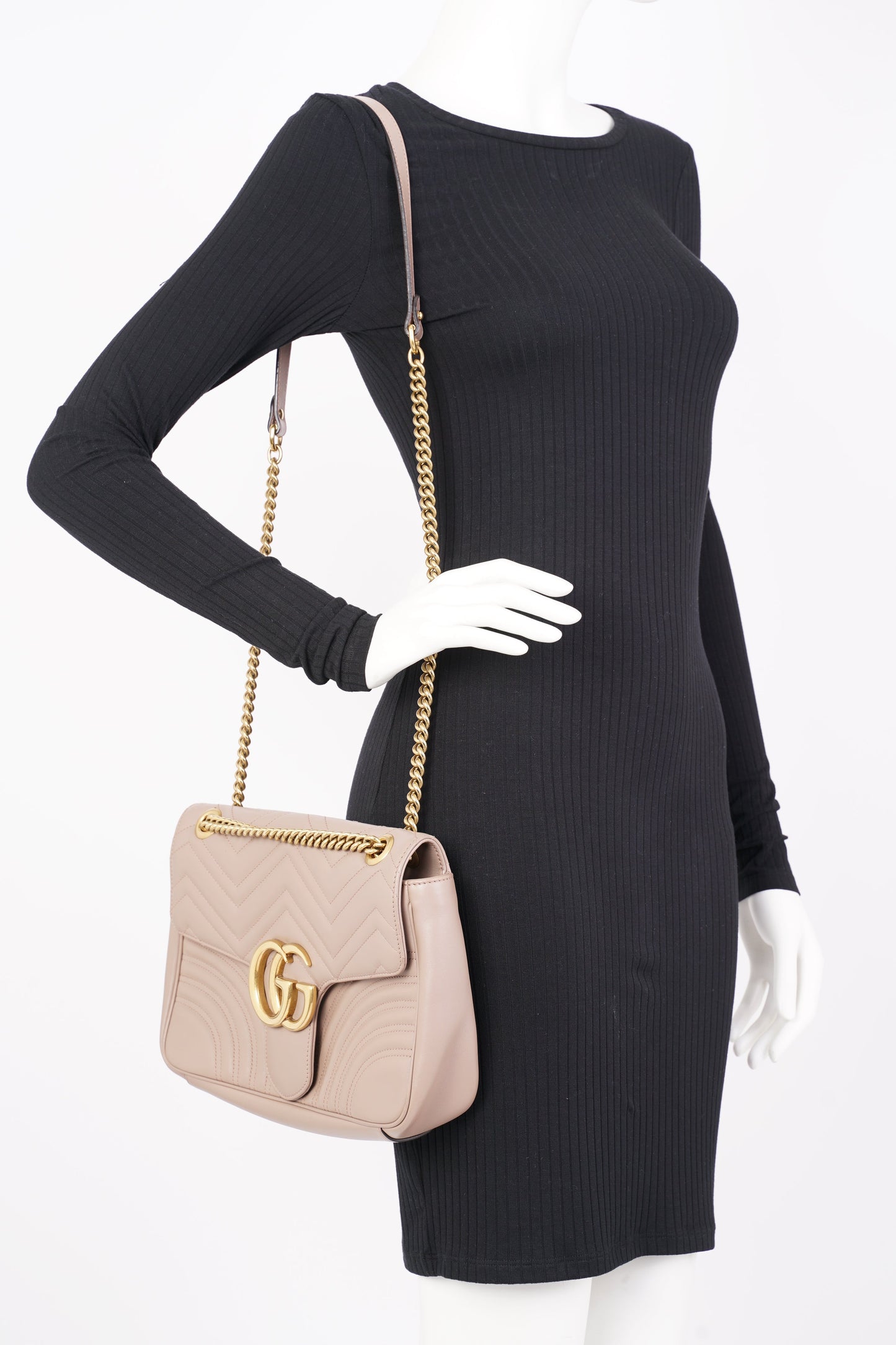 Gucci Womens Marmont Flap Nude Medium