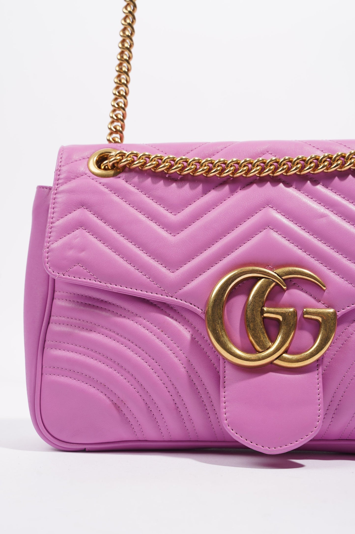 Gucci Womens Marmont Flap Pink Gold Medium