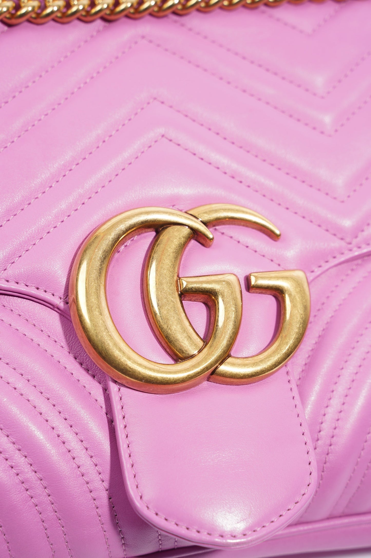 Gucci Womens Marmont Flap Pink Gold Medium