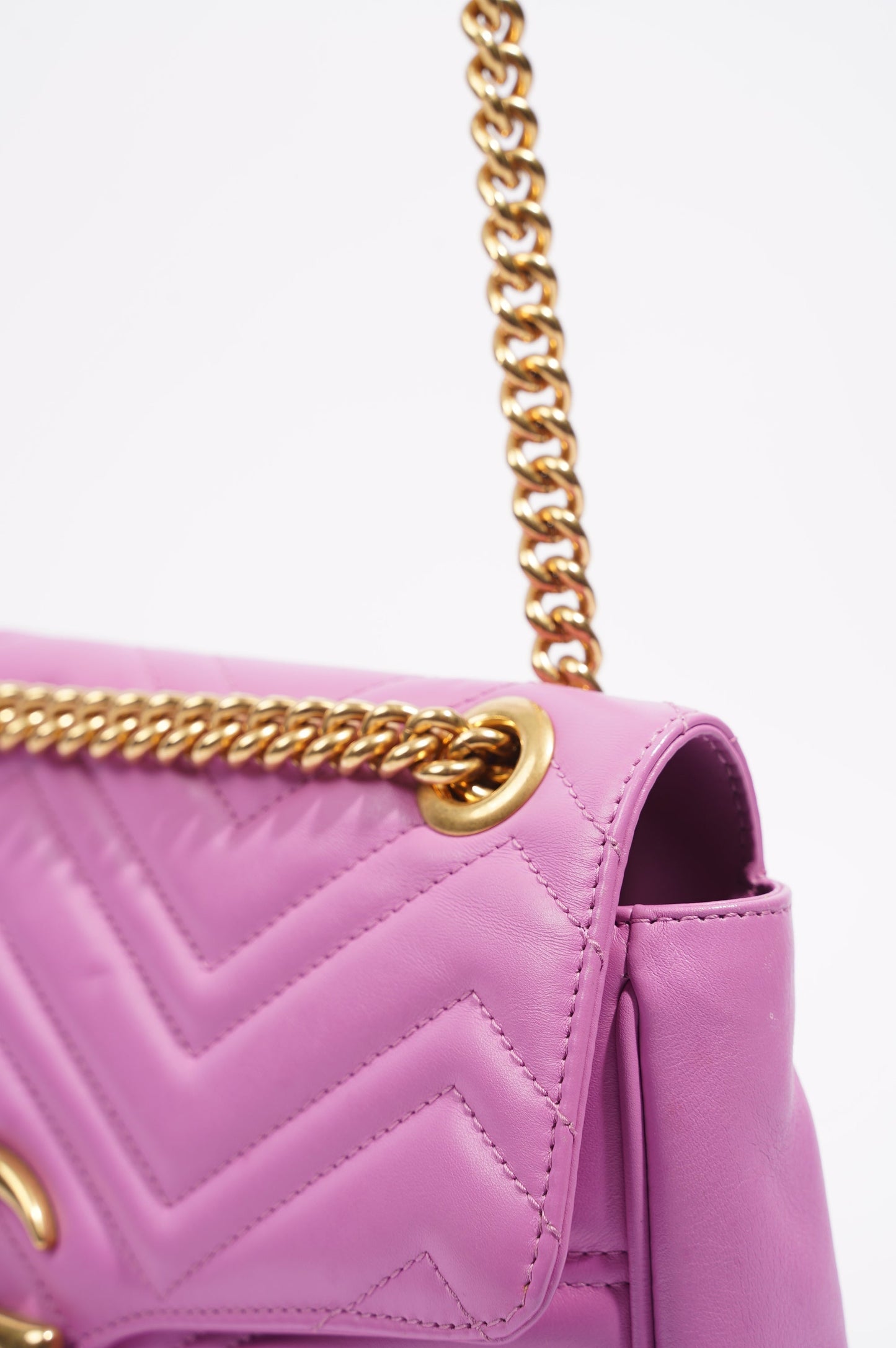 Gucci Womens Marmont Flap Pink Gold Medium