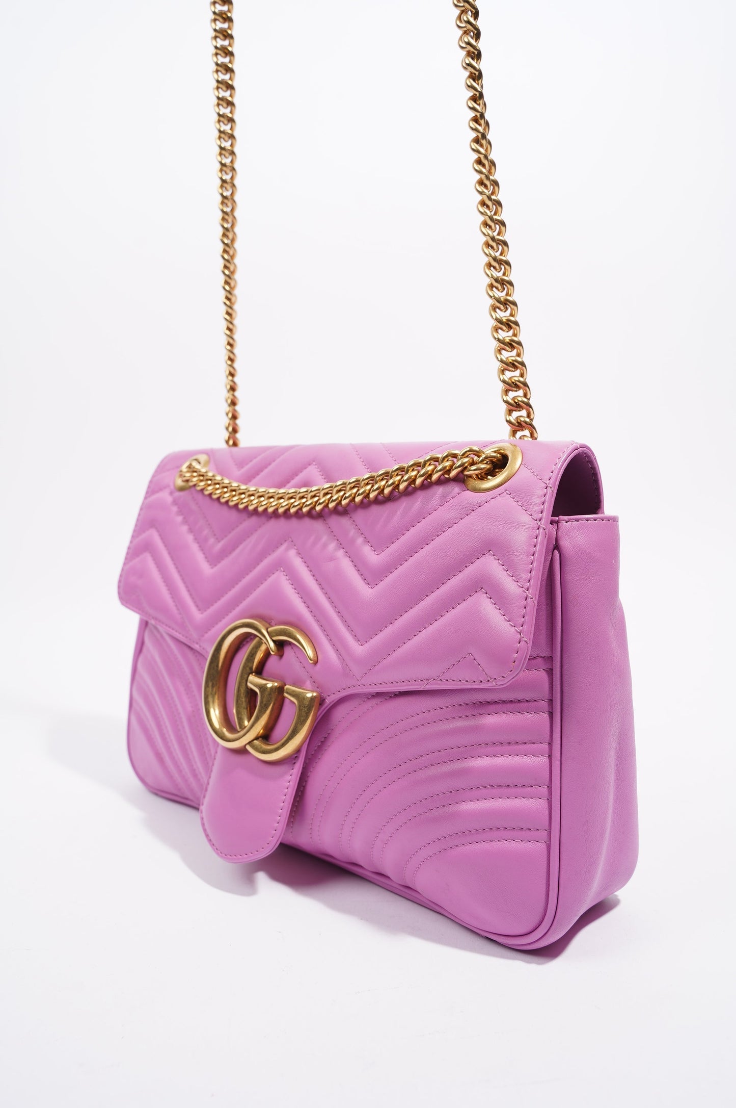 Gucci Womens Marmont Flap Pink Gold Medium